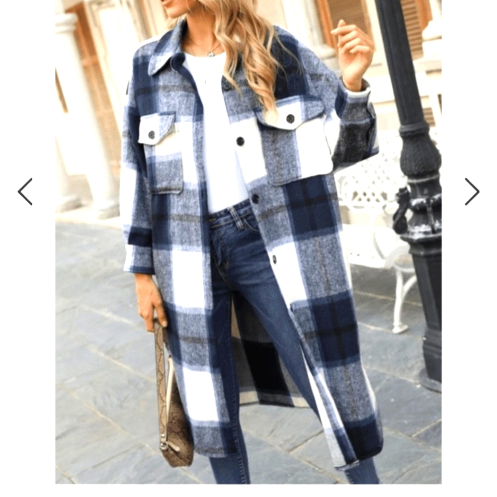 Heavy black and white plaid shacket